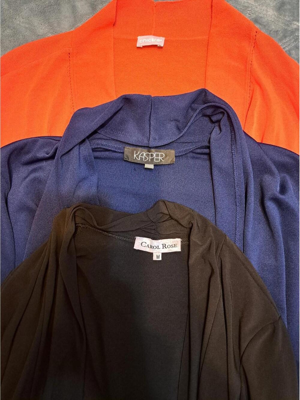 3 Lot Of Women's  Long Sleeve Cardigan Chico’s, Kasper, Cover Up Size M/L